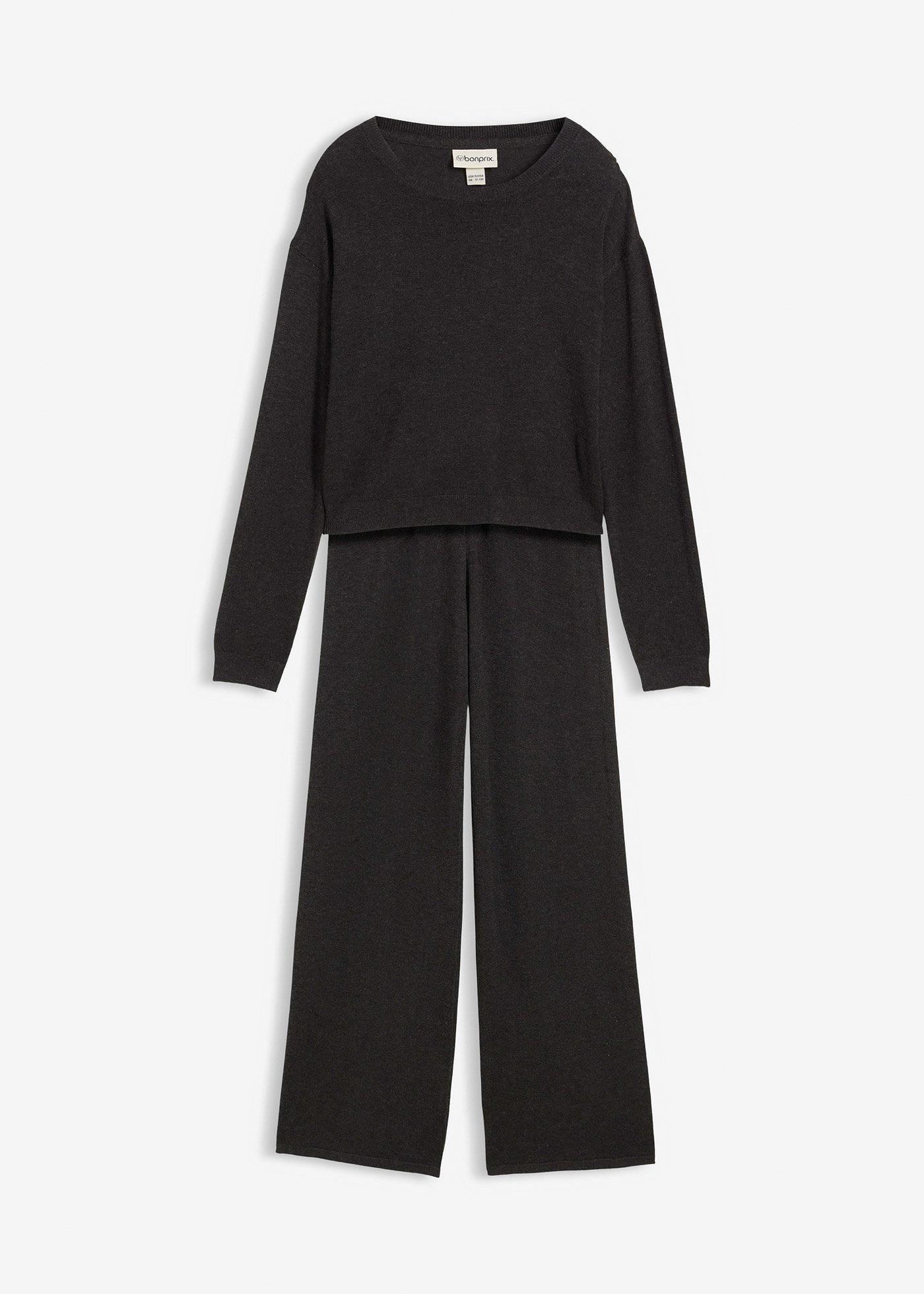 Cienki sweter i spodnie z dzianiny z miękkiej mieszanki wiskozy (komplet 2-cz.)