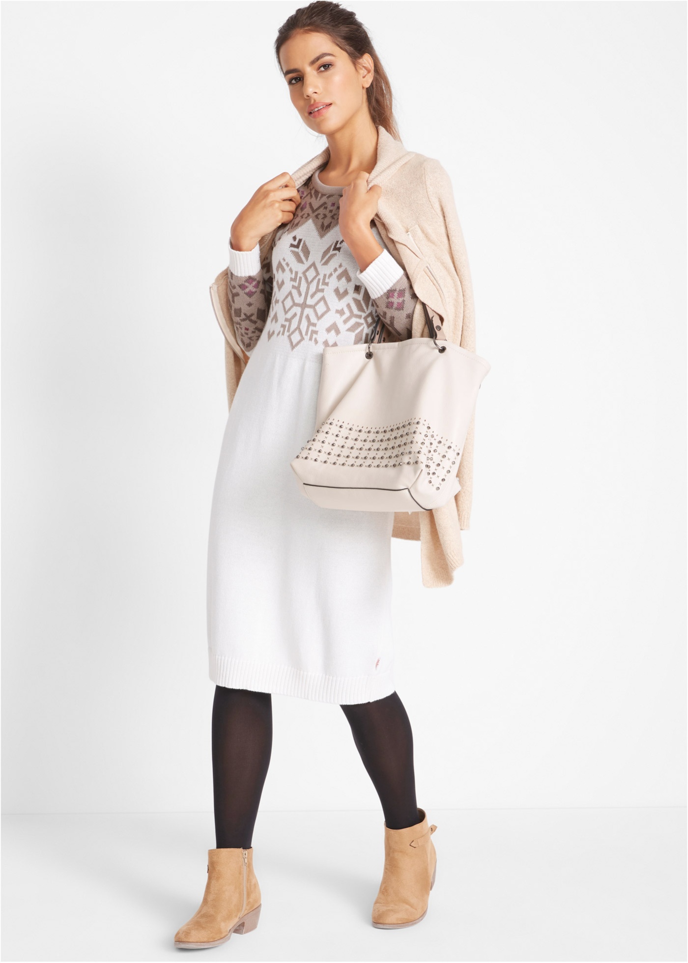 Sukienka dzianinowa w norweski wzór