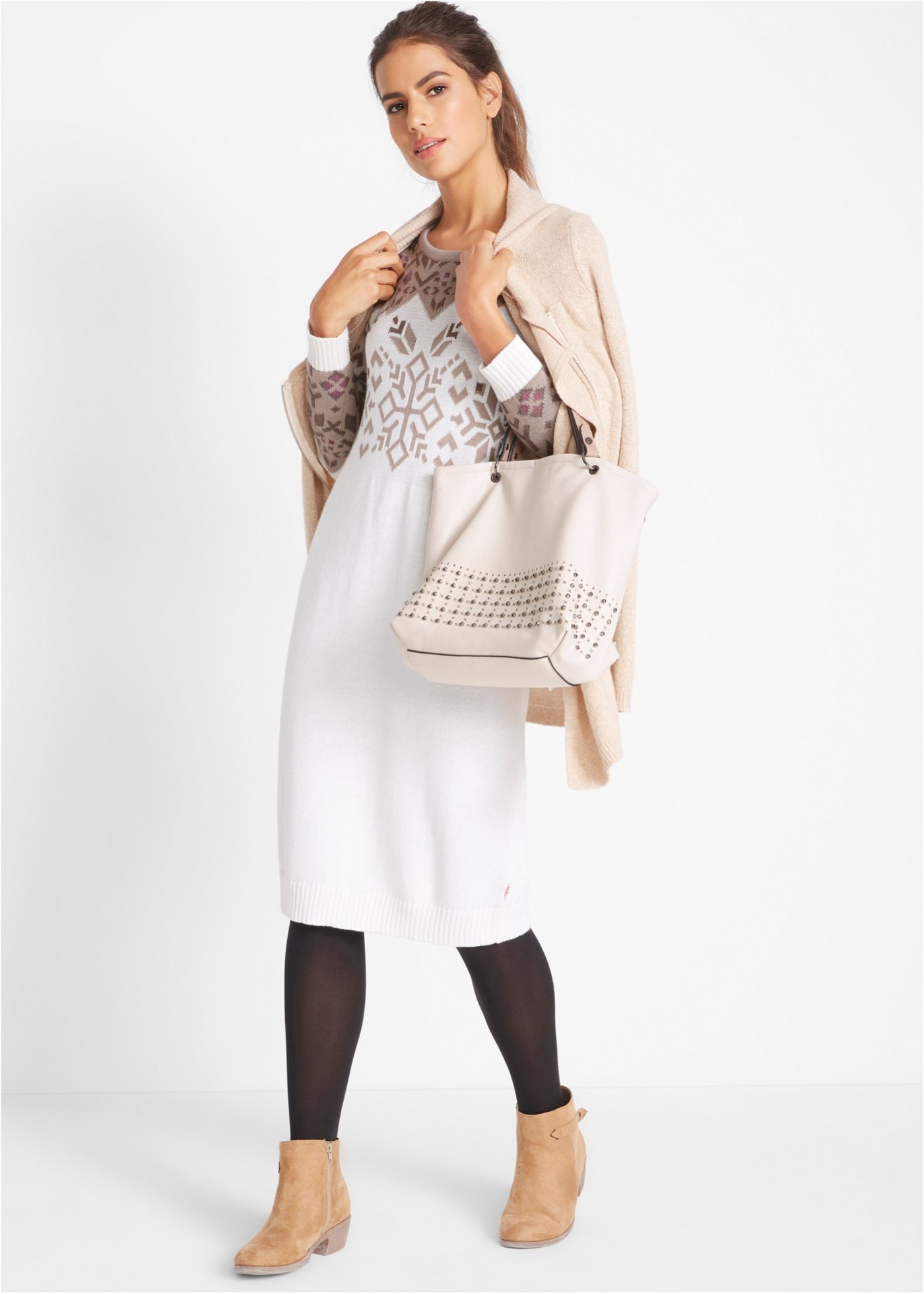 Sukienka dzianinowa w norweski wzór