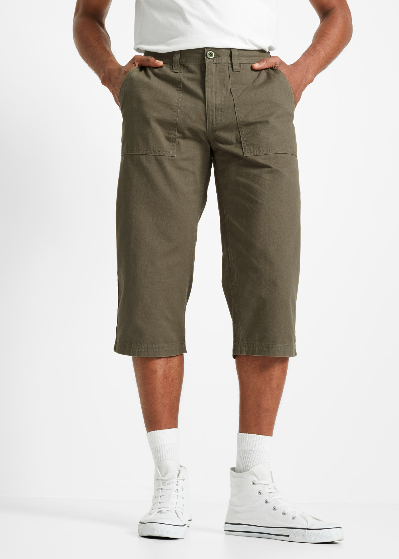 Długie bermudy z naszywanymi kieszeniami, Regular Fit