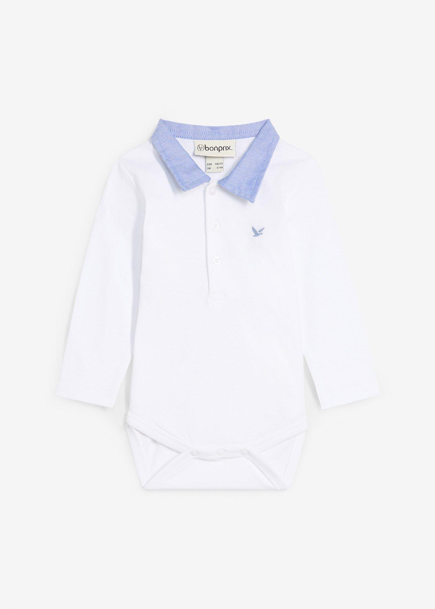 Body z kołnierzykiem koszulowym, z czystej bawełny organicznej