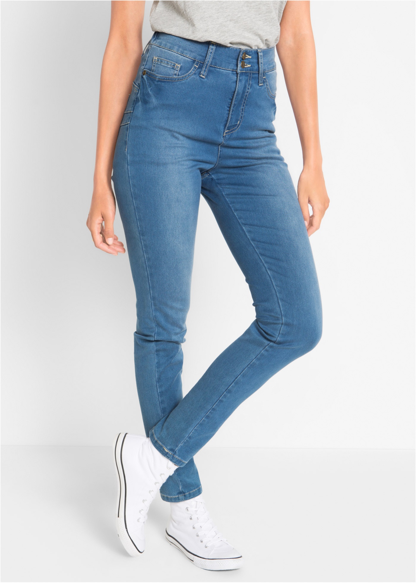 Dżinsy o kroju slim fit, z dużą zawartością stretchu, high waist