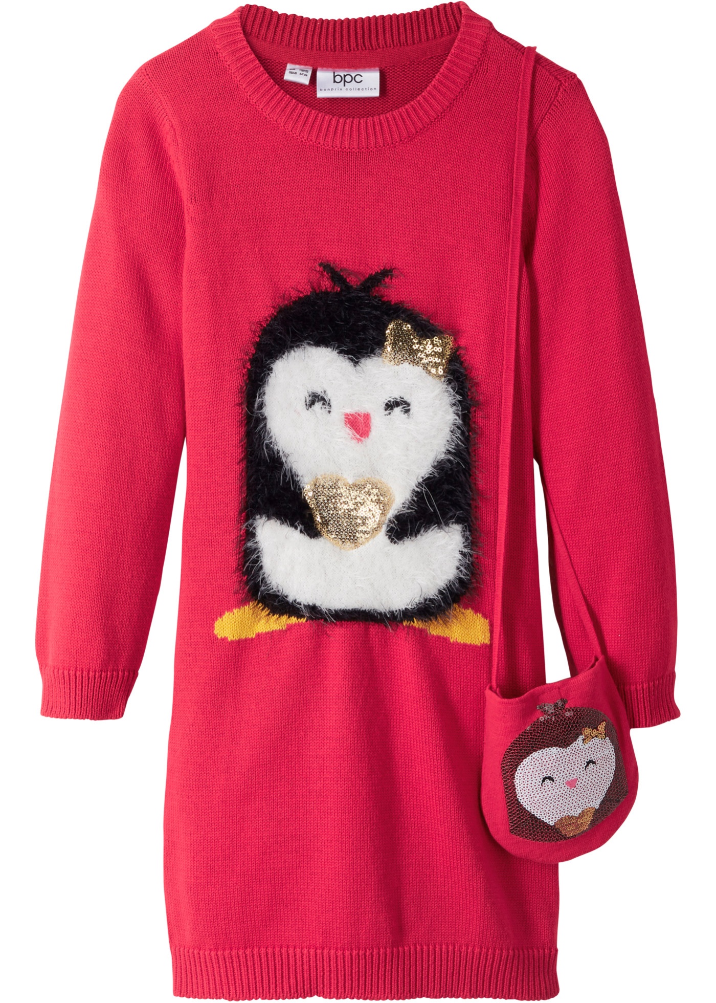 Sukienka dzianinowa z torebką (komplet 2-cz.)