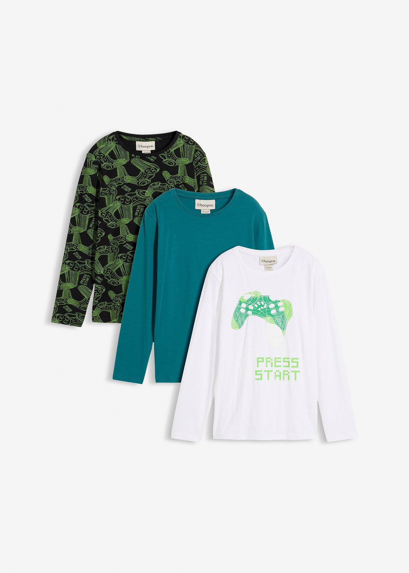 Bluzka z długim rękawem z miękkiej bawełny organicznej (3 sztuki)