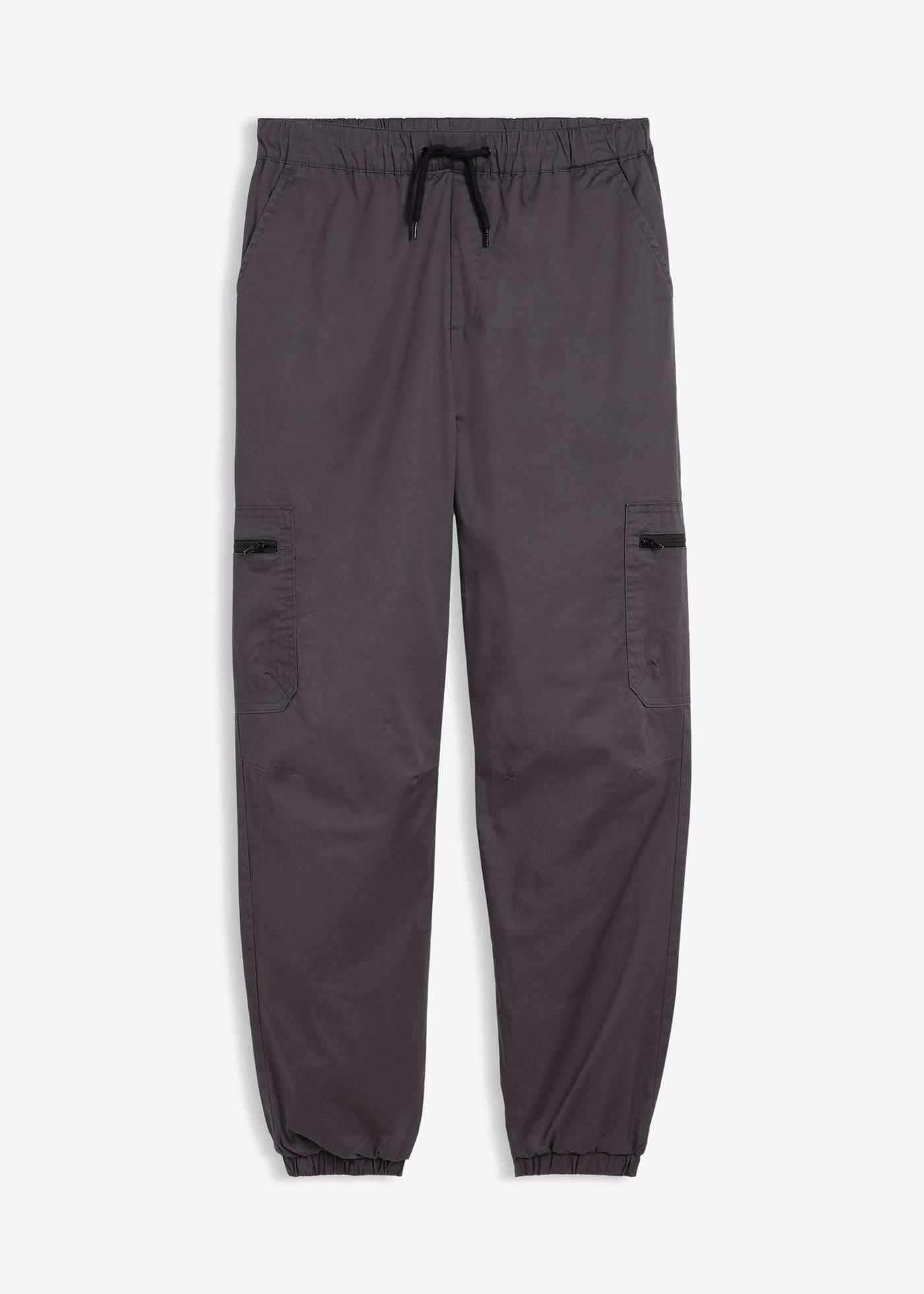 Ocieplane spodnie bojówki z dżersejową podszewką o kroju loose fit