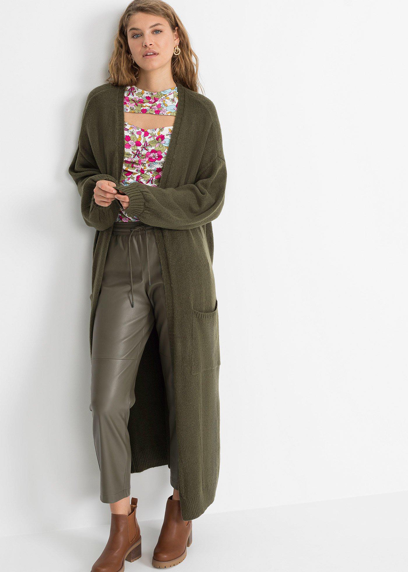 Sweter bez zapięcia oversize, w dł. midi