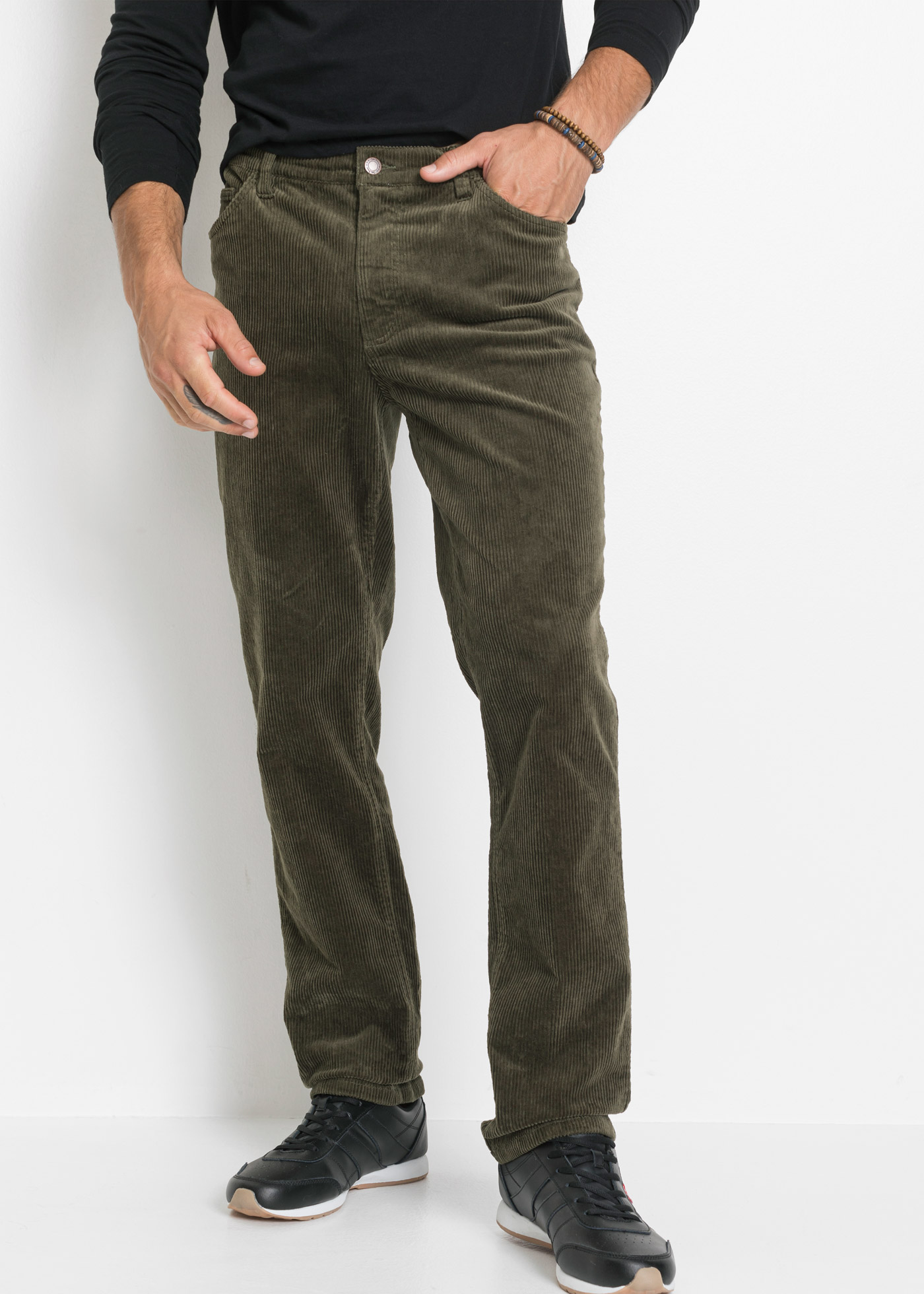 Spodnie sztruksowe ze stretchem Regular Fit, w wygodnym fasonie