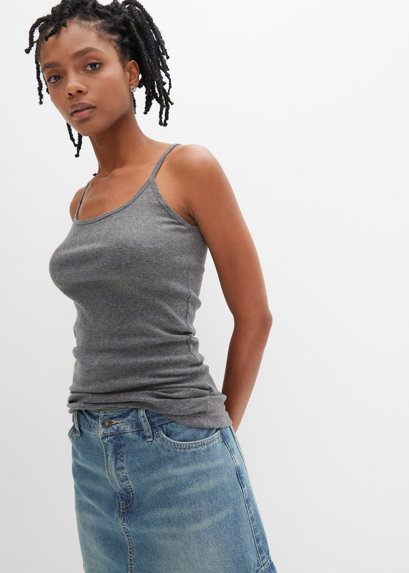 Bawełniany top na cienkich ramiączkach (2 szt.)