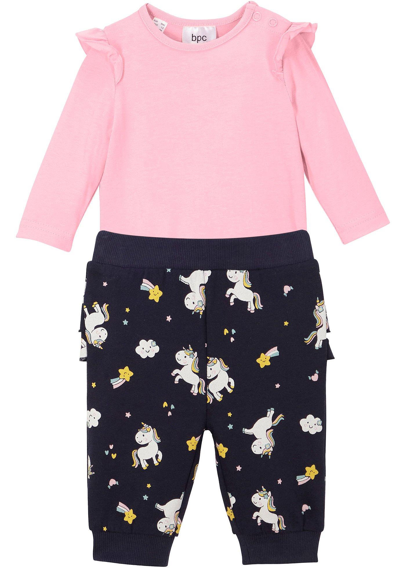 Body niemowlęce z długim rękawem + spodnie dresowe (2 części), bawełna organiczna