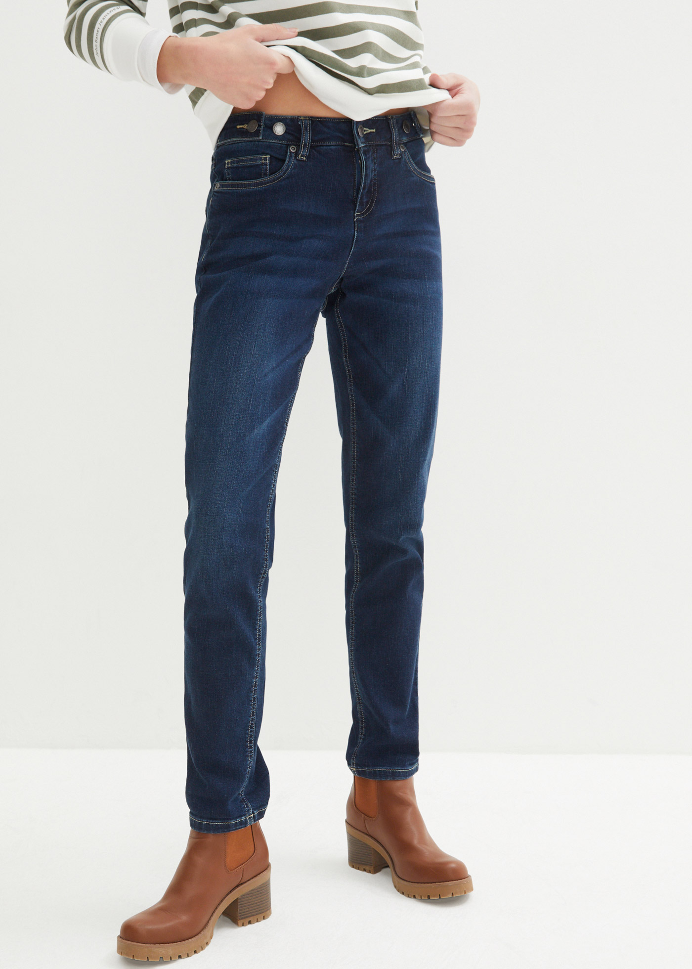 Dżinsy typu boyfriend, mid waist, ze stretchem