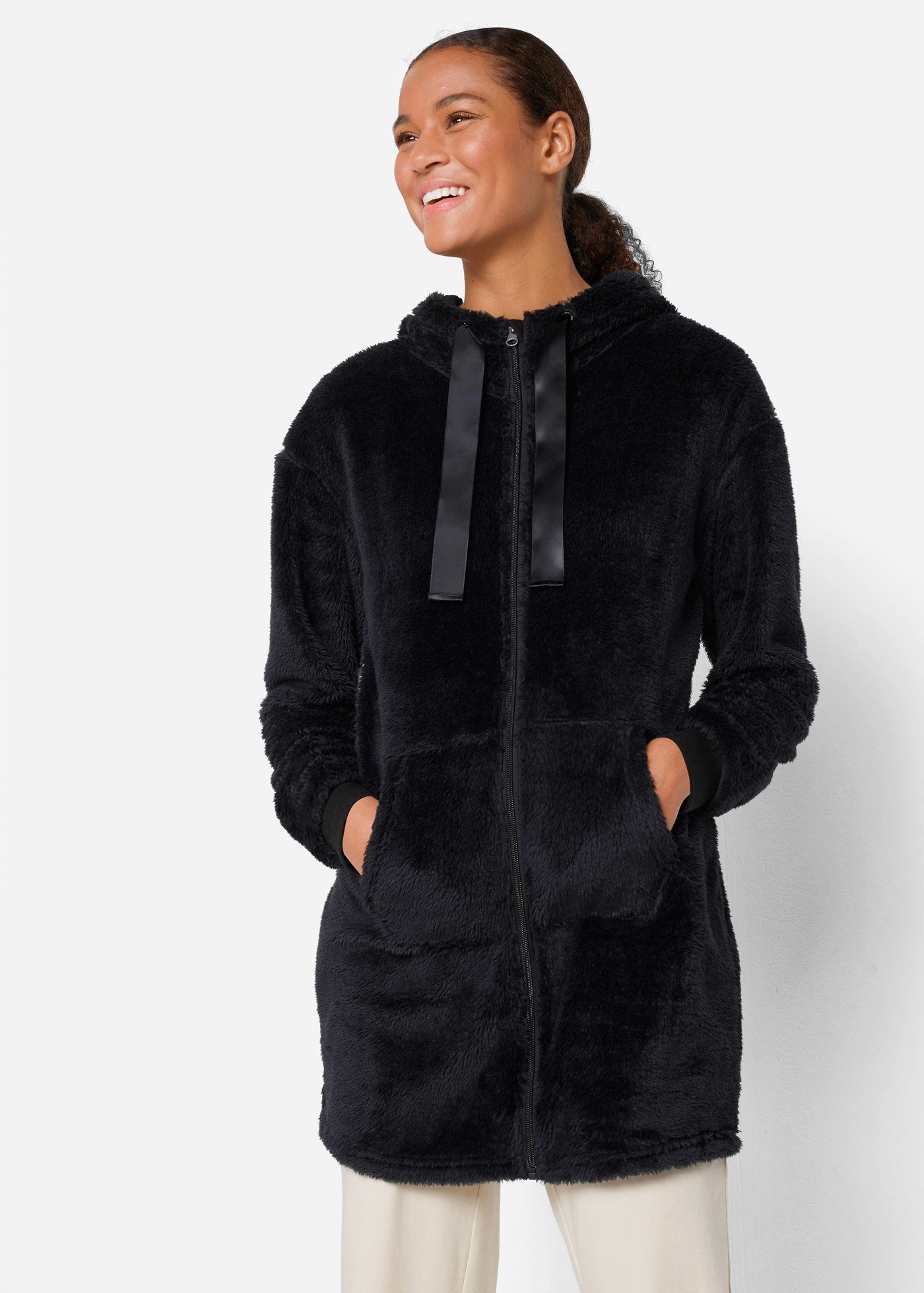 Lekka bluza z kapturem, z miękkiego polaru