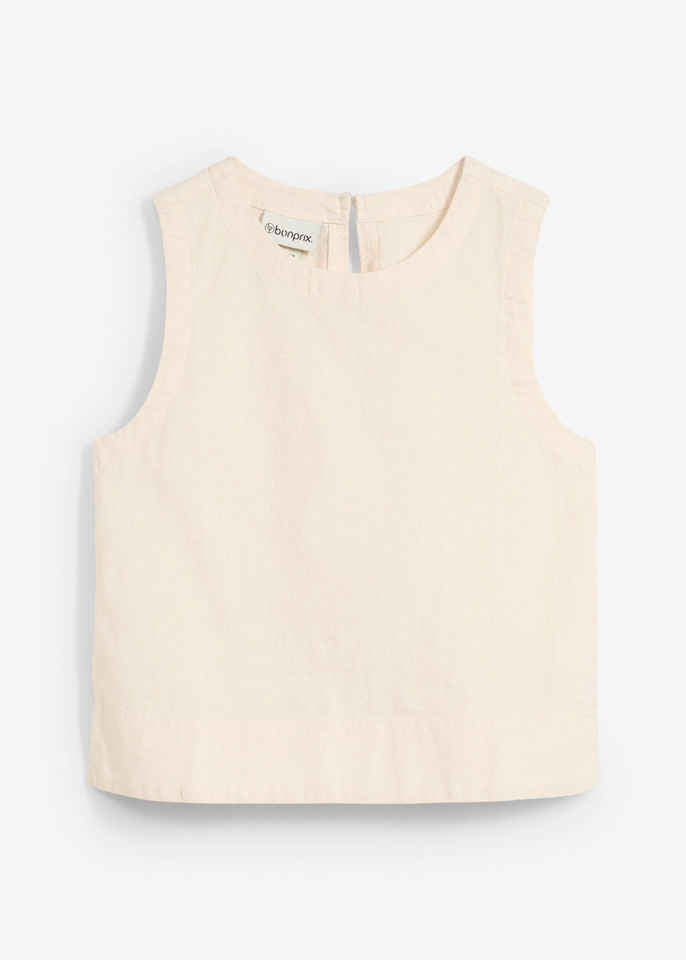 Top bluzkowy z chłodzącego materiału z lnem