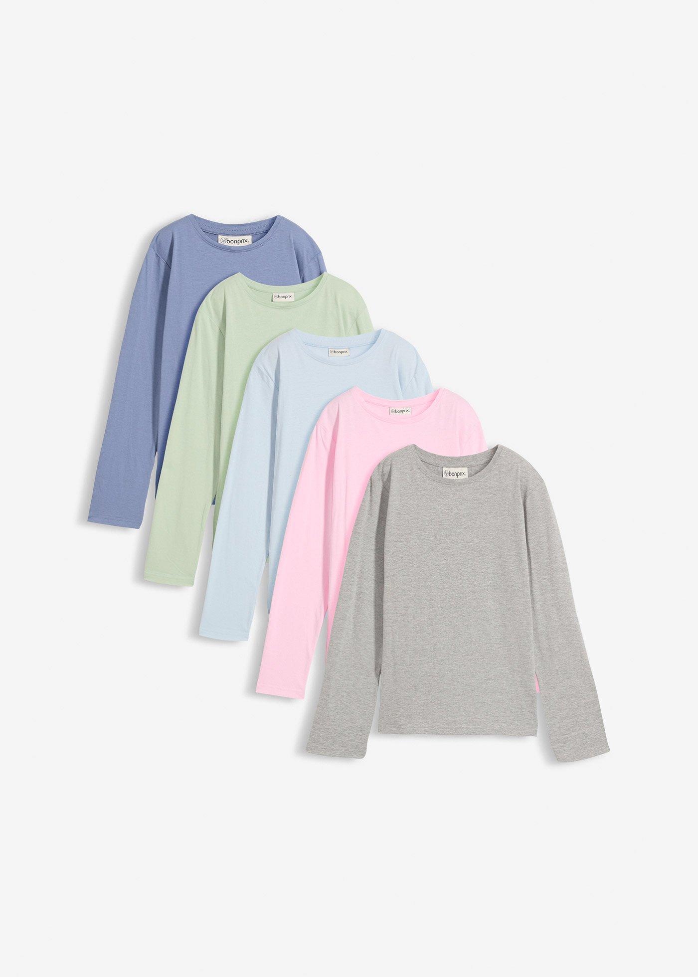 Koszulka z długim rękawem z czystej bawełny organicznej (5 szt.)