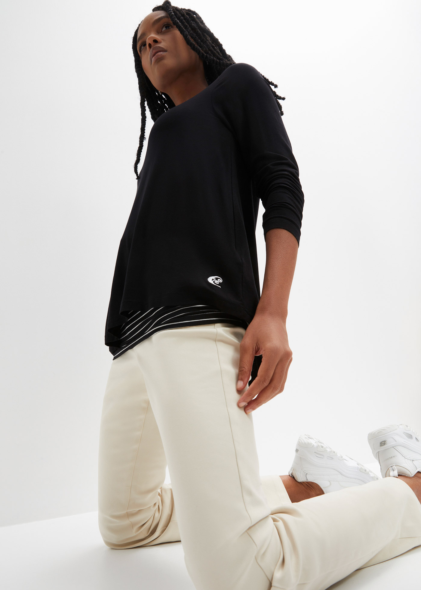 Długi shirt z długim rękawem, dwuwarstwowy