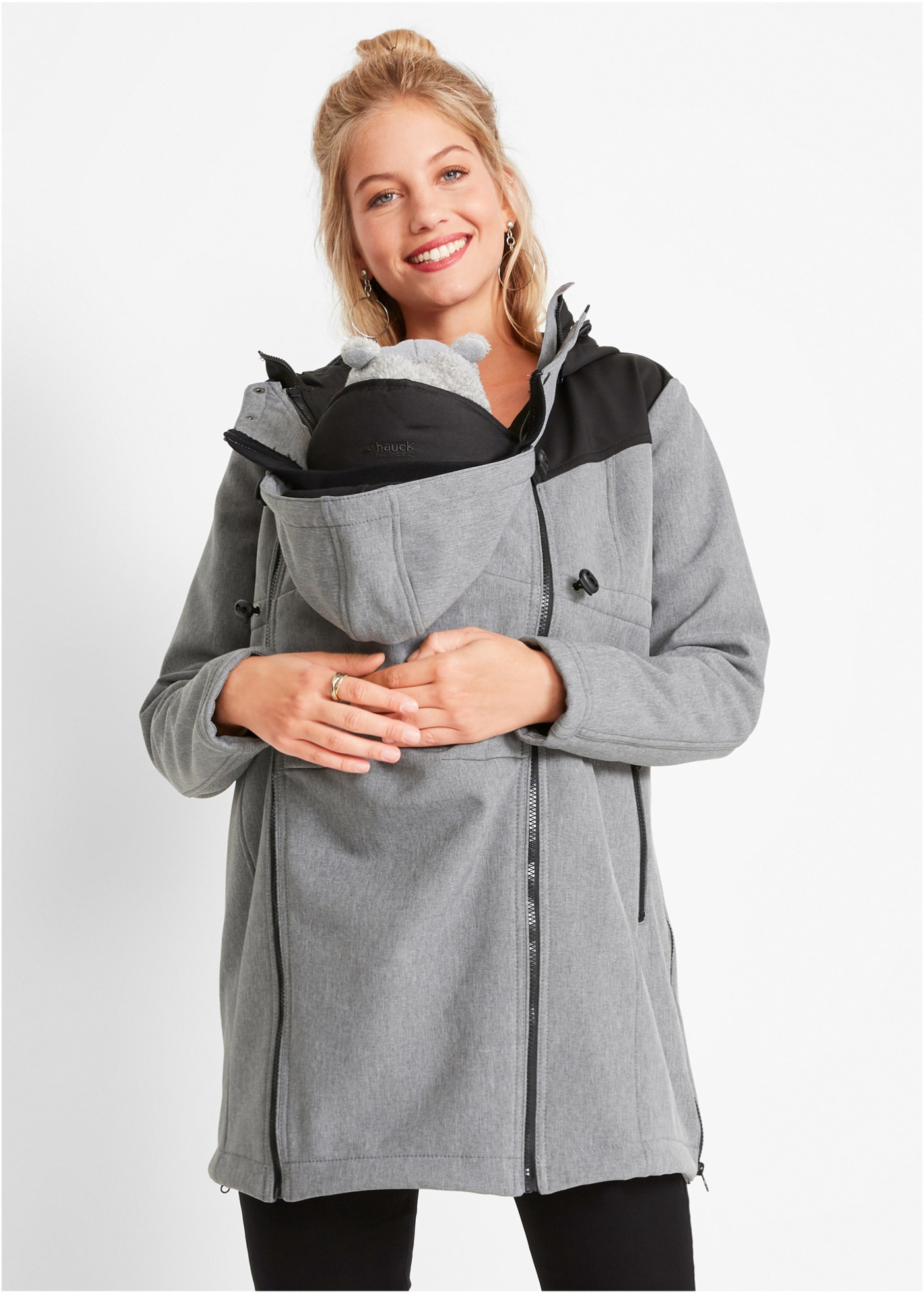 Płaszcz 3 w 1 ciążowy i do noszenia z nosidełkiem, softshell