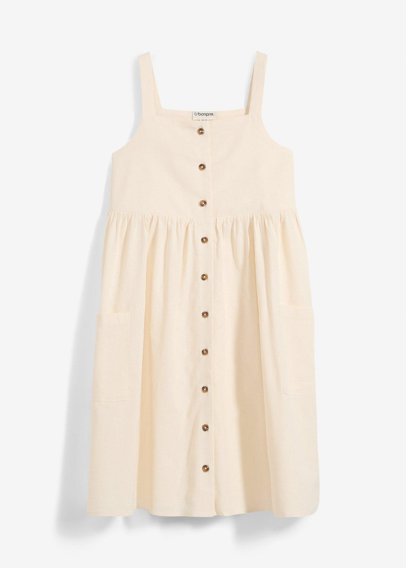 Sukienka na ramiączkach z przewiewnej mieszanki lnu