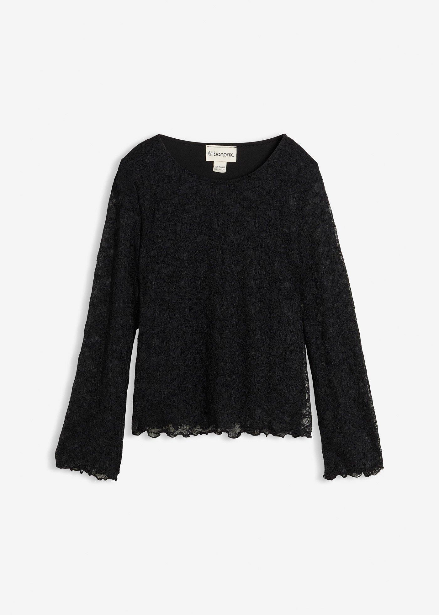 Koronkowa bluzka z długim rękawem