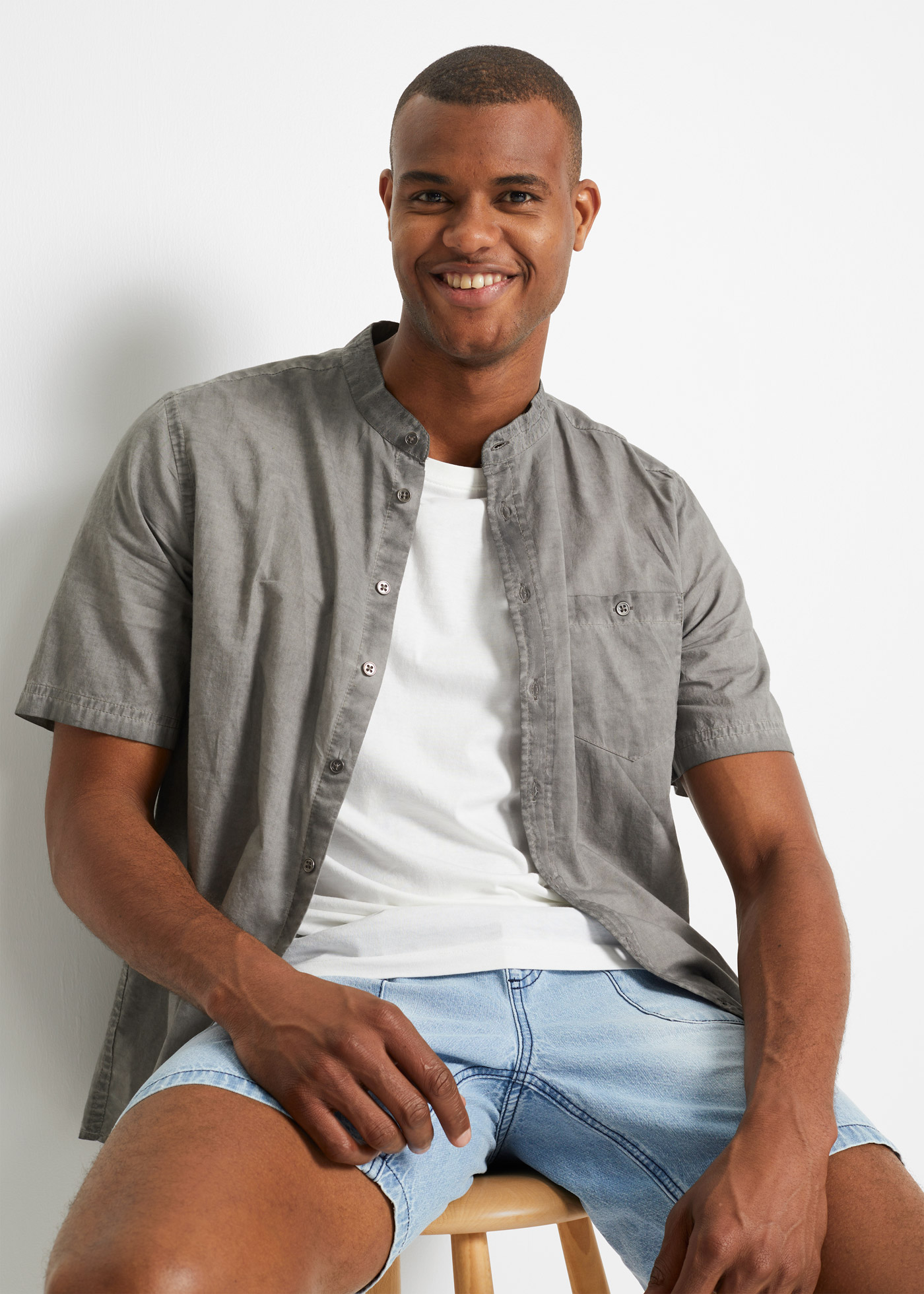 Koszula z krótkim rękawem, z efektem wytarcia