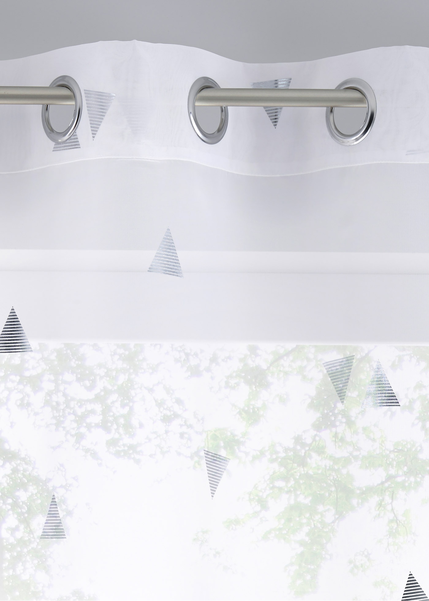 Prześwitująca firana z połyskującym nadrukiem (1 szt.)