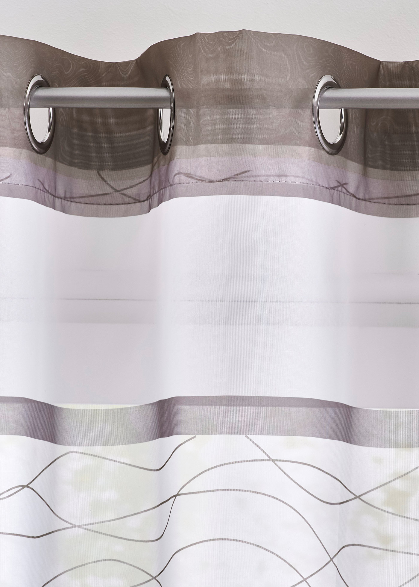 Firana z nadrukiem w paski, z poliestru z recyklingu (1 szt.)