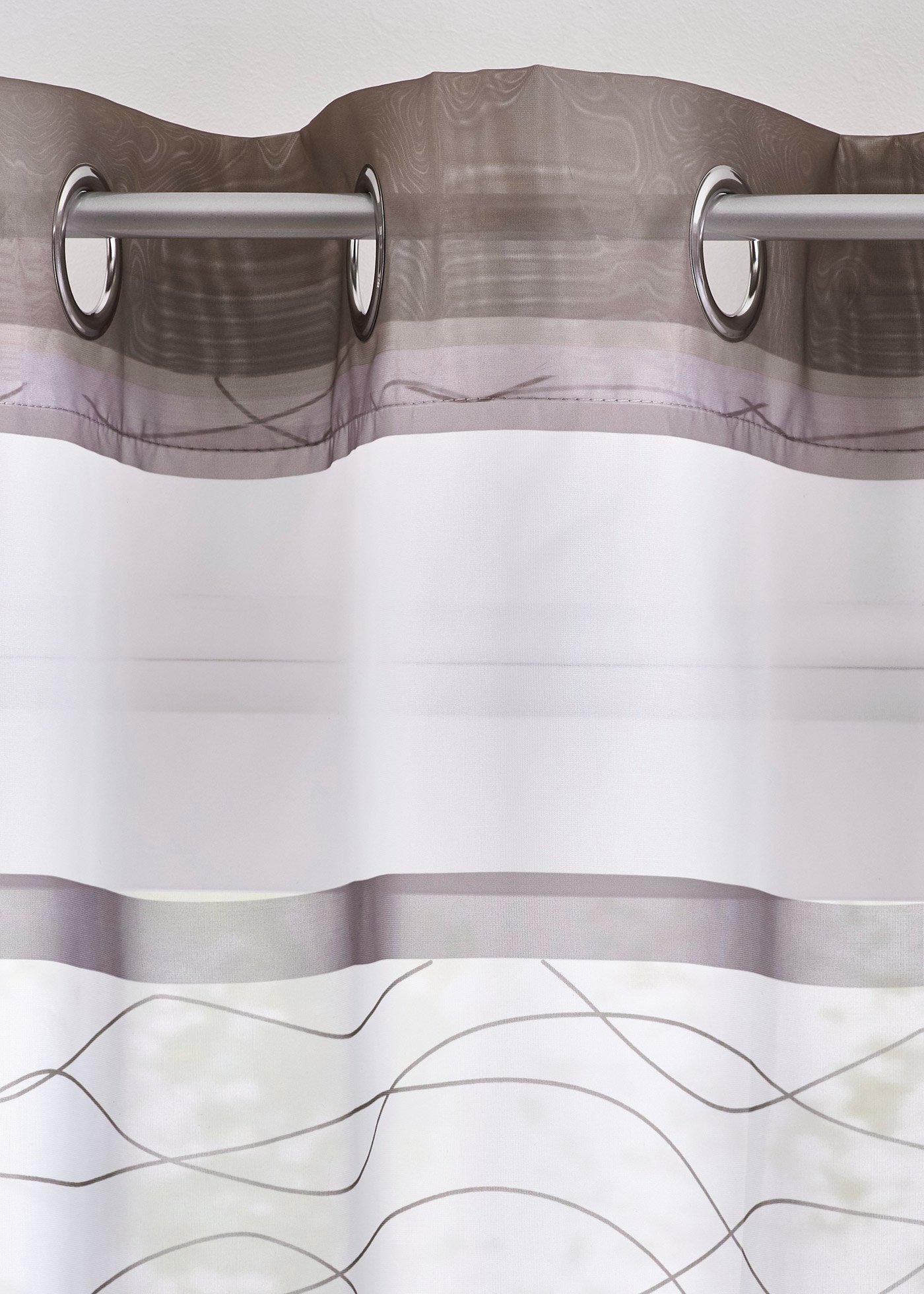 Firana z nadrukiem w paski, z poliestru z recyklingu (1 szt.)