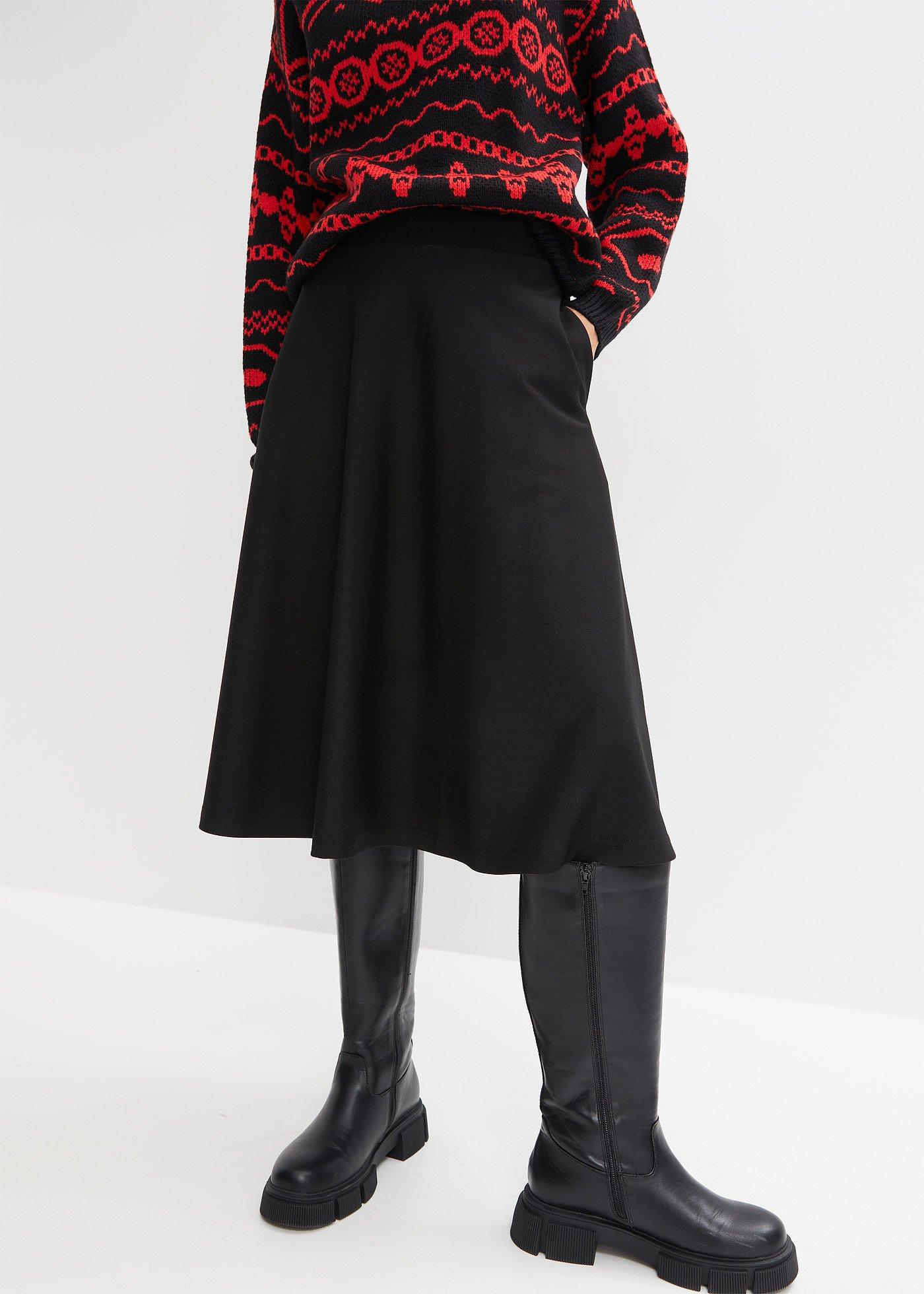 Spódnica midi z mieszanki wiskozy, dł. za kolano