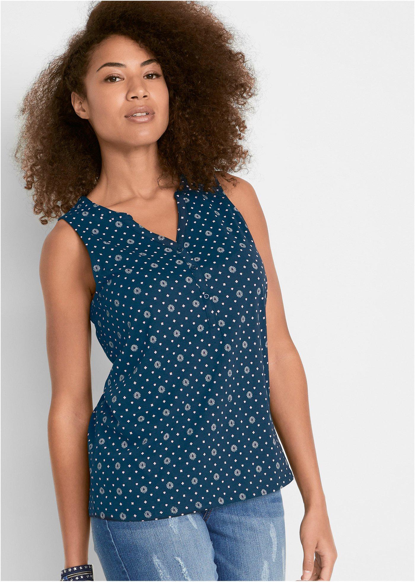 Top shirtowy z nadrukiem