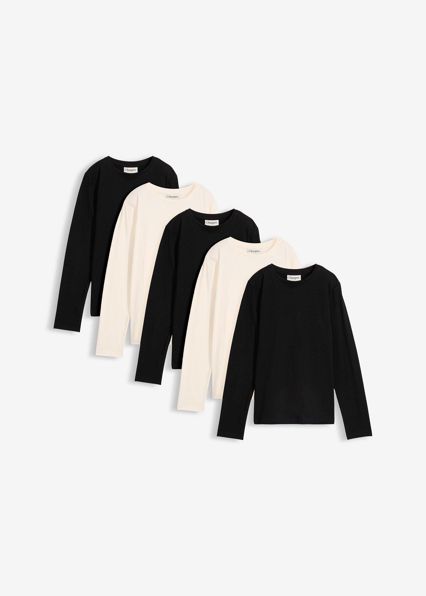 Koszulka z długim rękawem z czystej bawełny organicznej (5 szt.)
