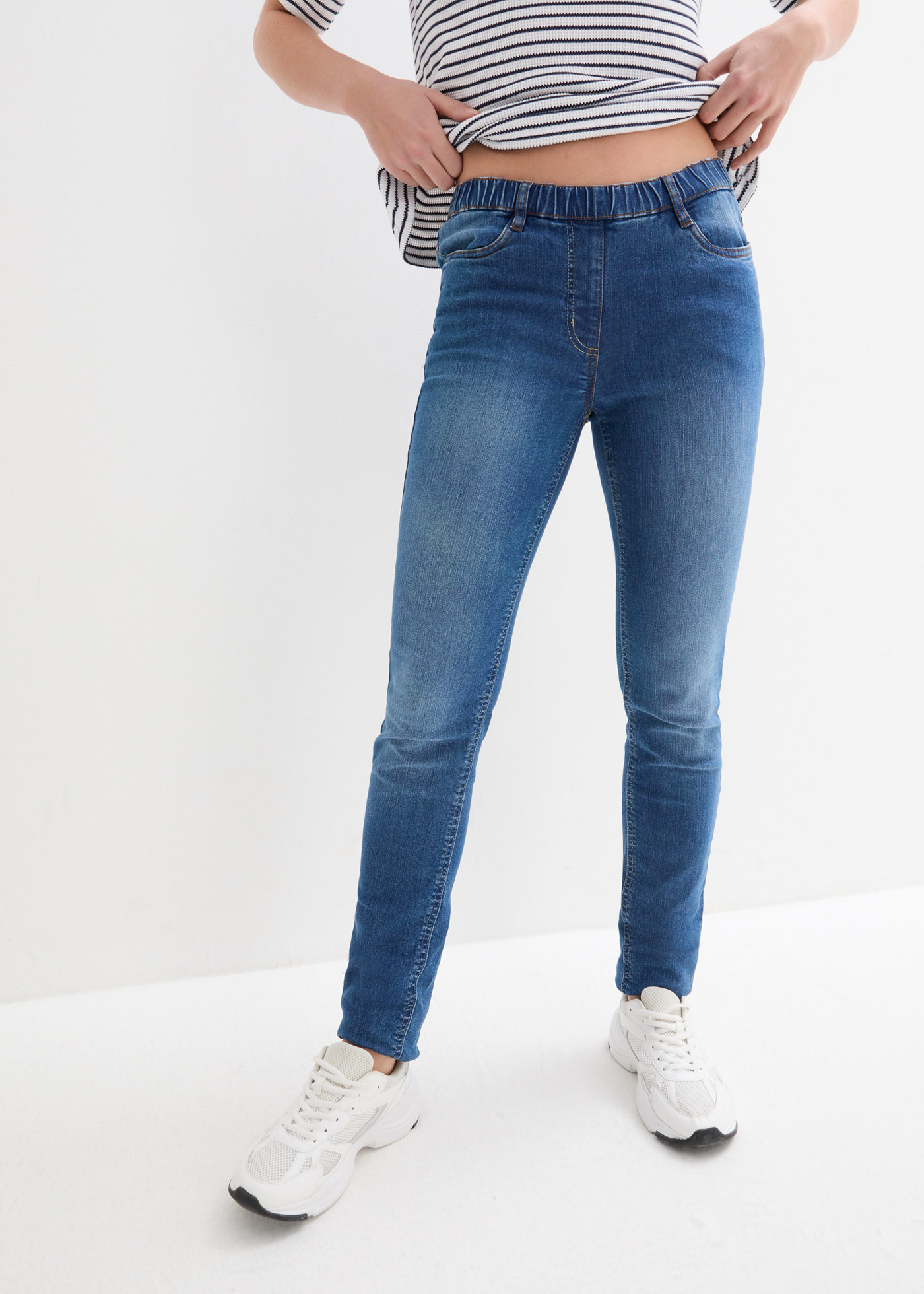 Jegginsy mid waist z wygodnym paskiem w talii