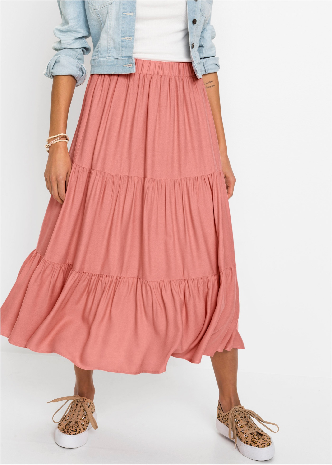 Spódnica midi z kreszowanej wiskozy