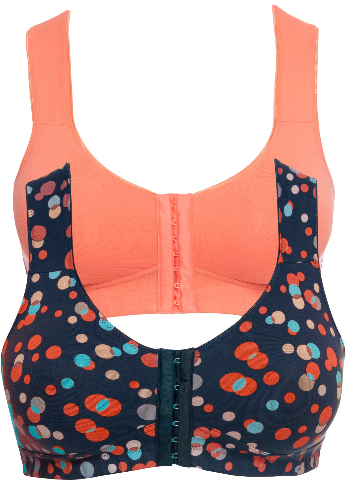 Biustonosz bez fiszbinów, z zapięciem z przodu (2 szt.), z bawełny organicznej