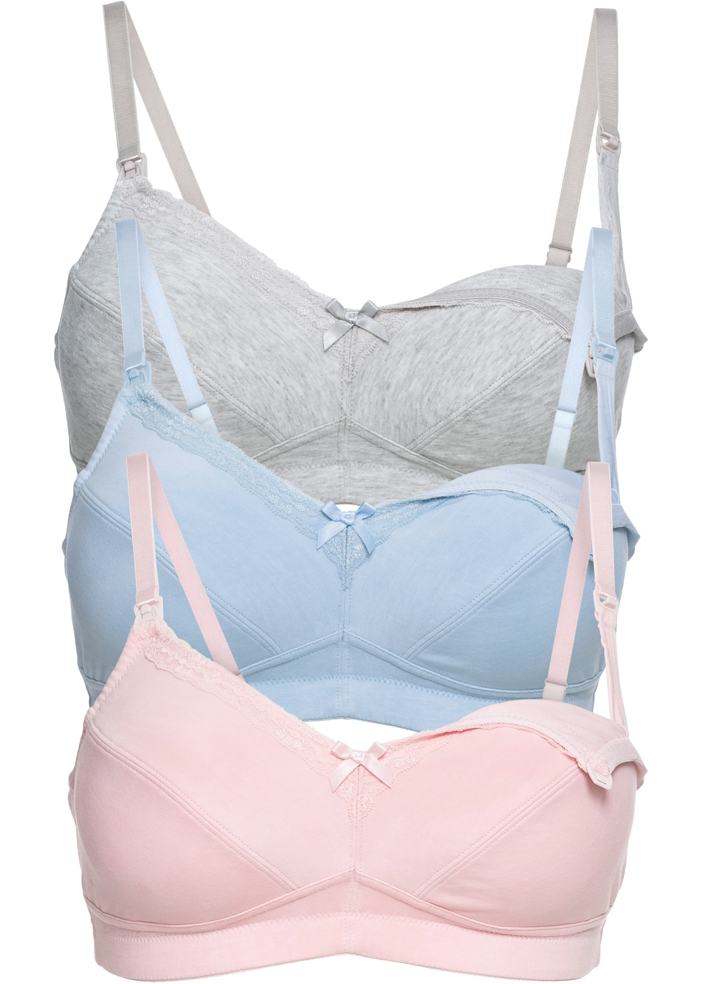 Biustonosz do karmienia bez fiszbinów (3 szt.), bawełna organiczna