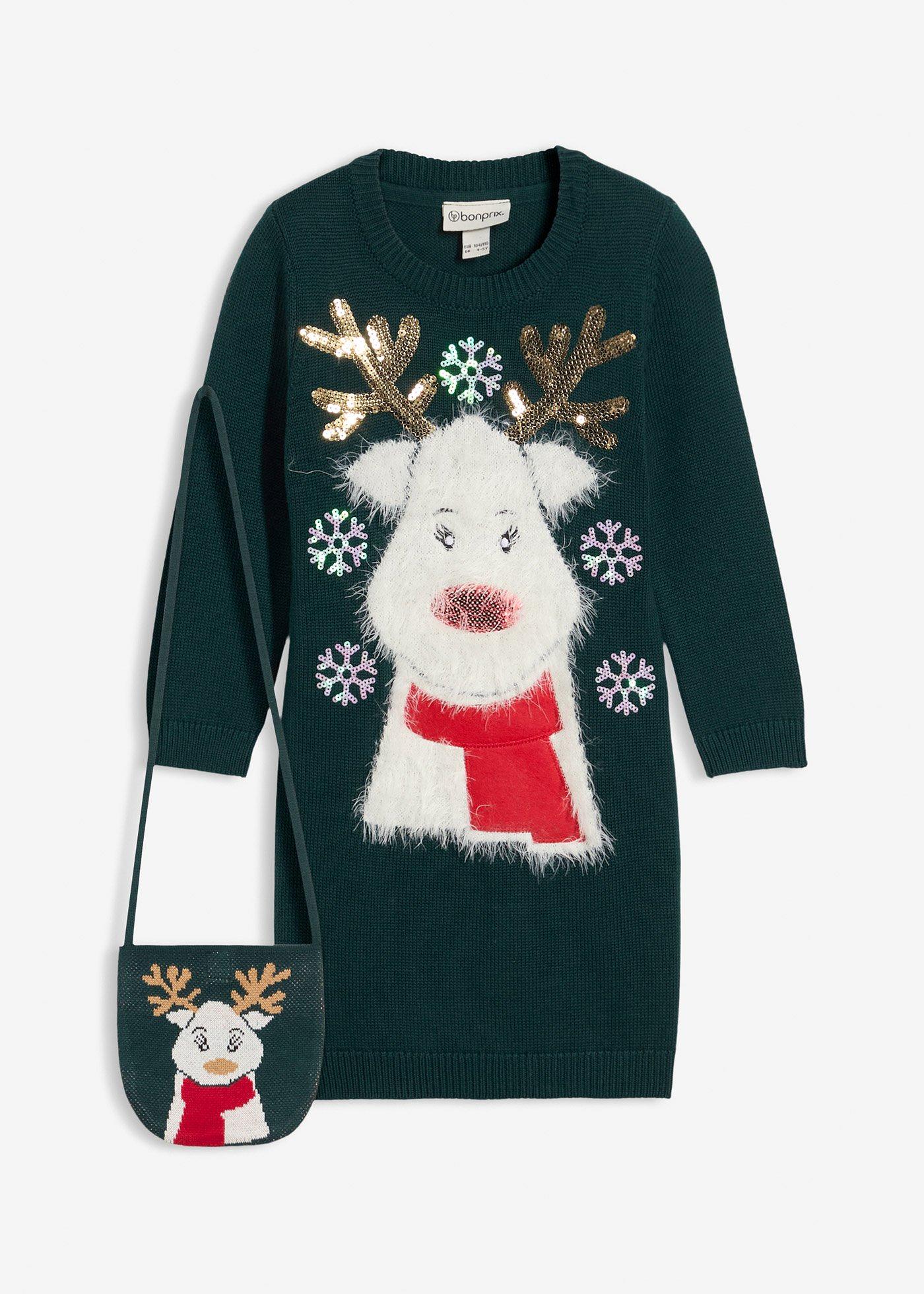 Sukienka dzianinowa z torebką (komplet 2-cz.)