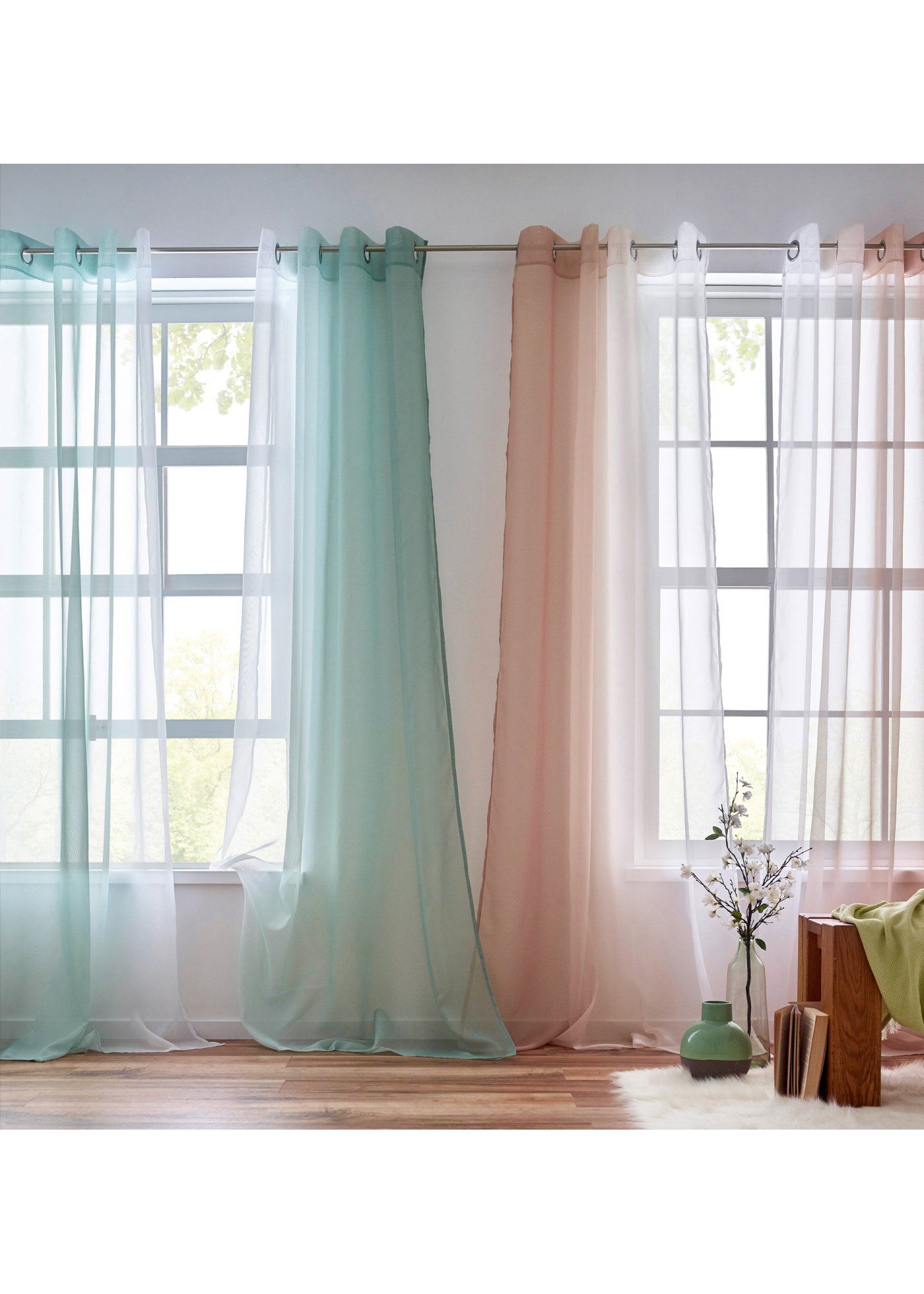 Firana z poliestru z recyklingu, w cieniowanym kolorze (2 szt.)