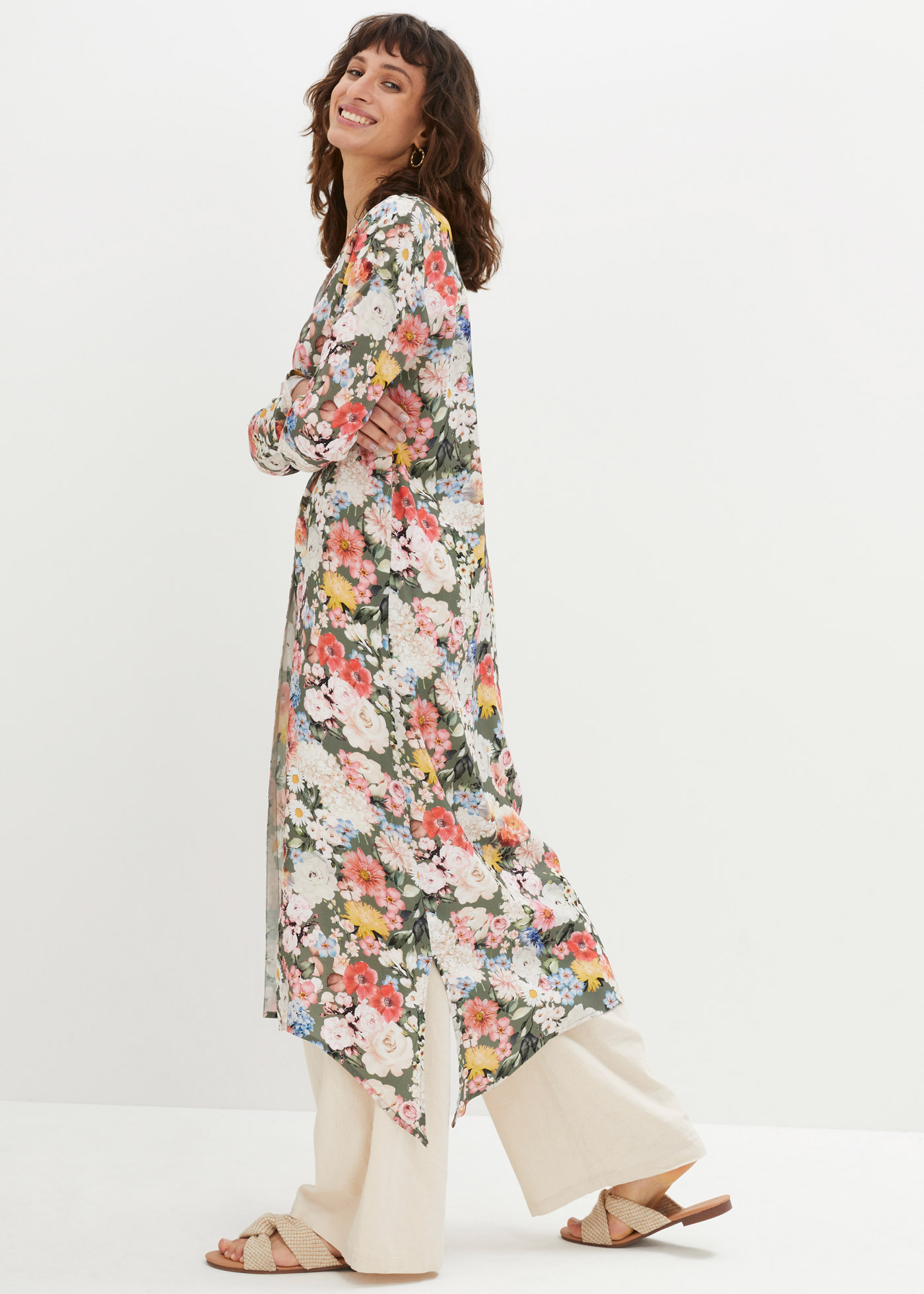 Długa bluzka z lejącej wiskozy