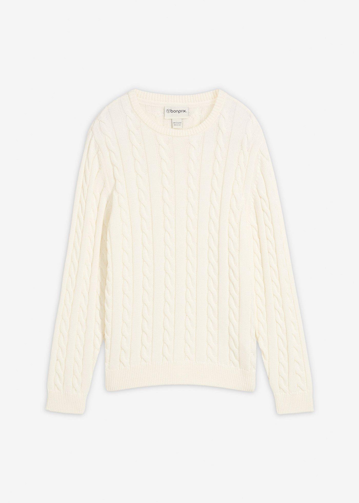 Gruby sweter ze wzorem w warkocze, z bawełny organicznej nadającej się do recyklingu