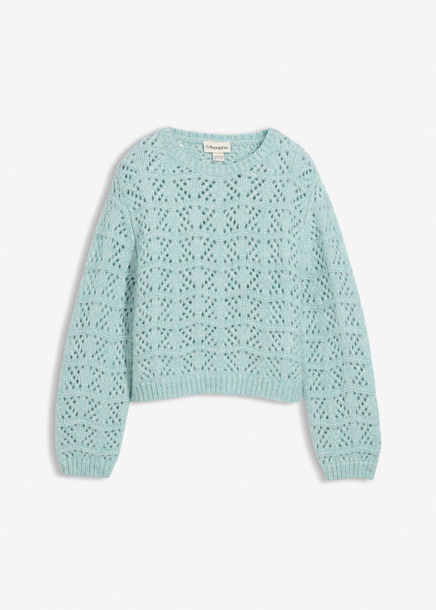 Gruby sweter w ażurowy wzór