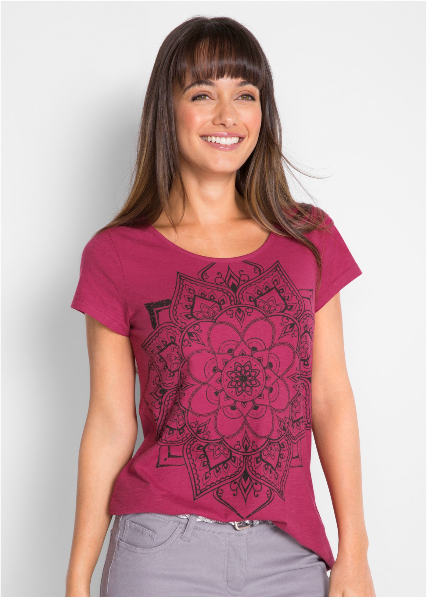 Shirt z przędzy mieszankowej, krótki rękaw