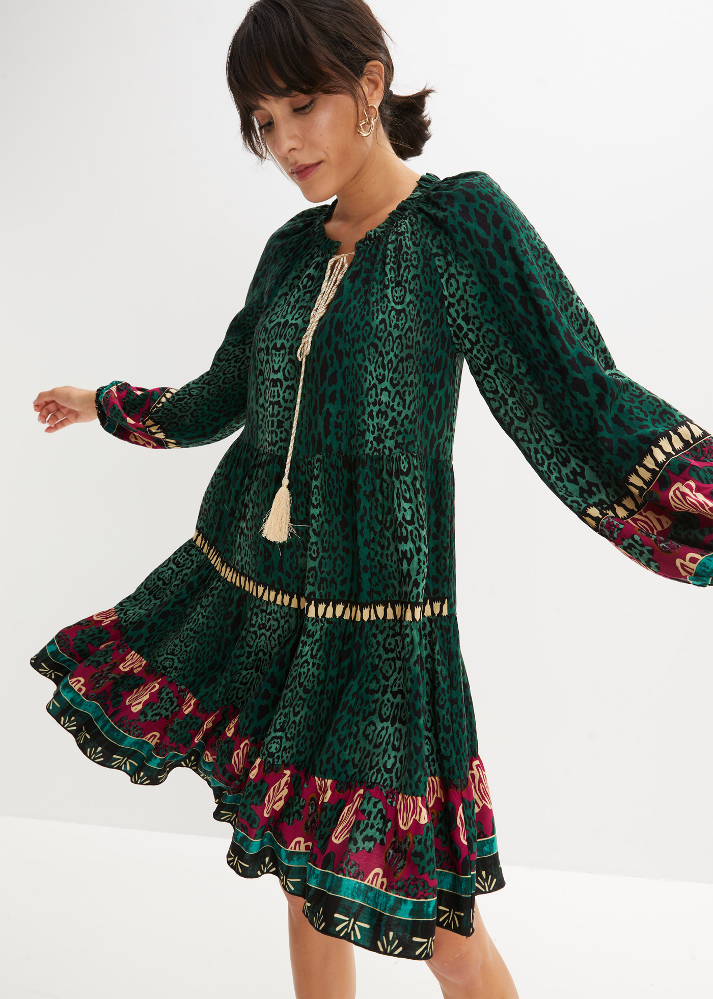 Sukienka tunikowa z lejącej wiskozy