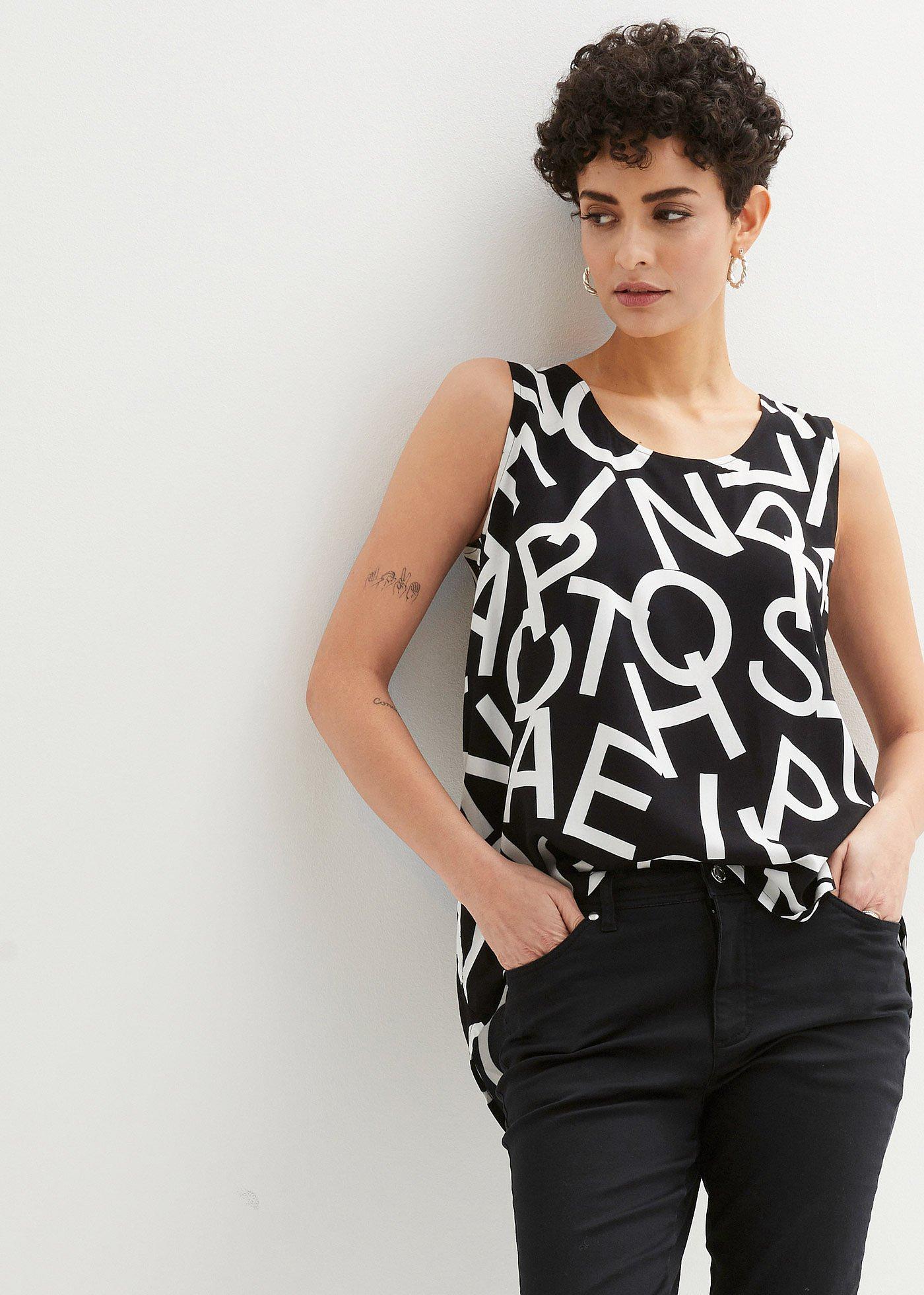 Bluzka bez rękawów, z lejącej wiskozy