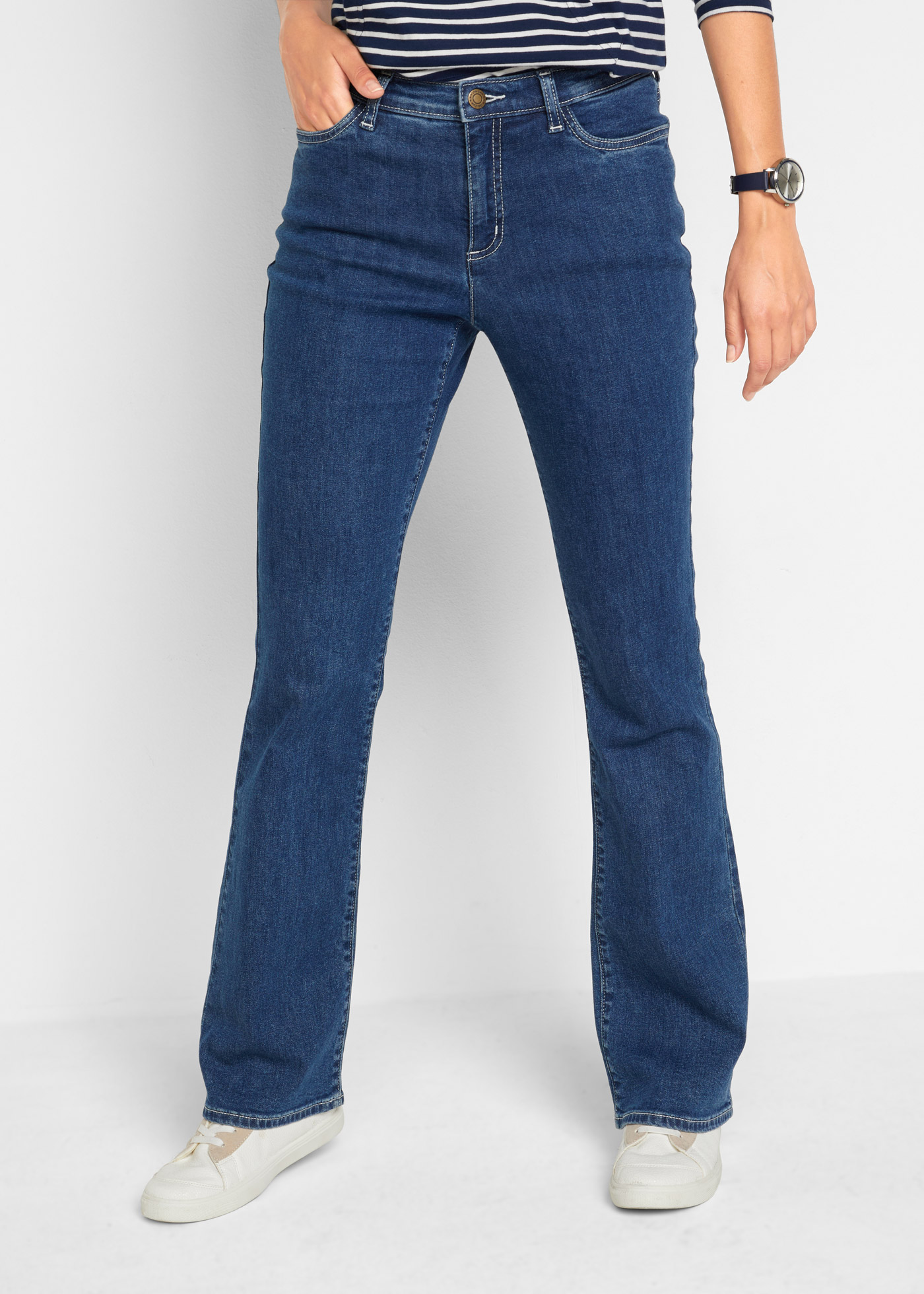 Dżinsy w fasonie bootcut, mid waist, z bawełny organicznej