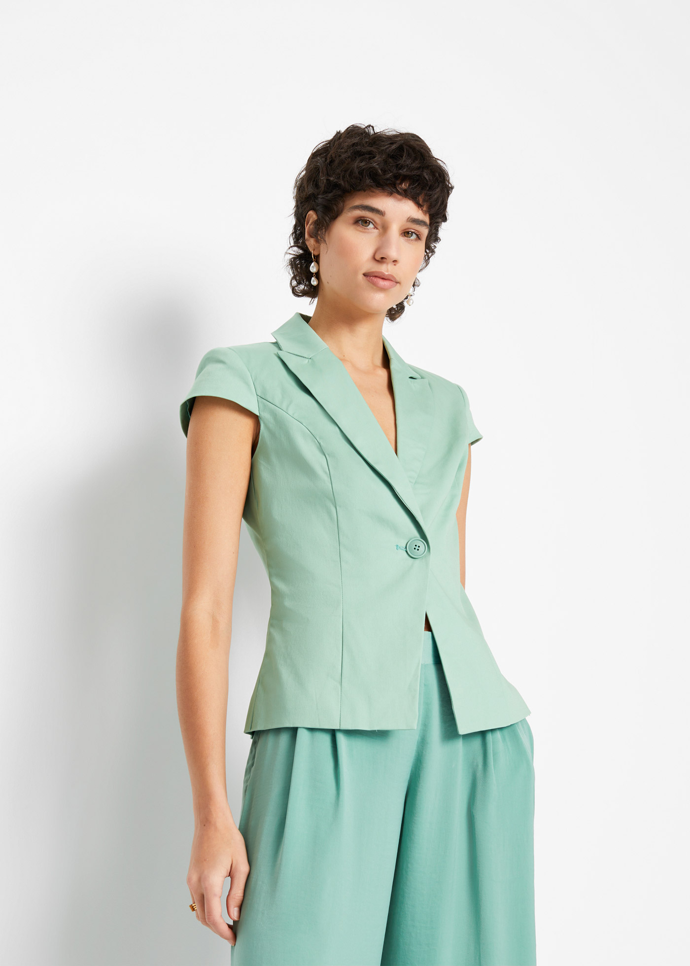 Żakiet z krótkim rękawem, z satyny bawełnianej