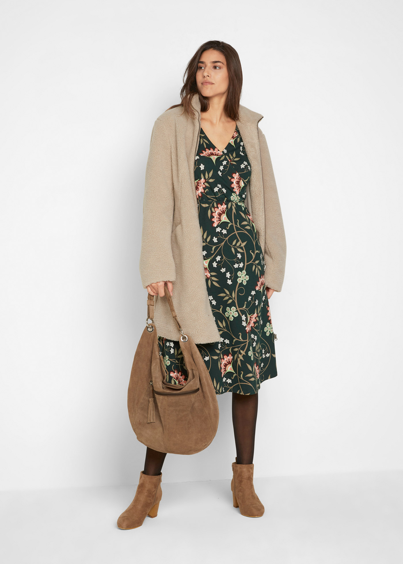 Sukienka z kopertowym dekoltem z bawełnianego dżerseju