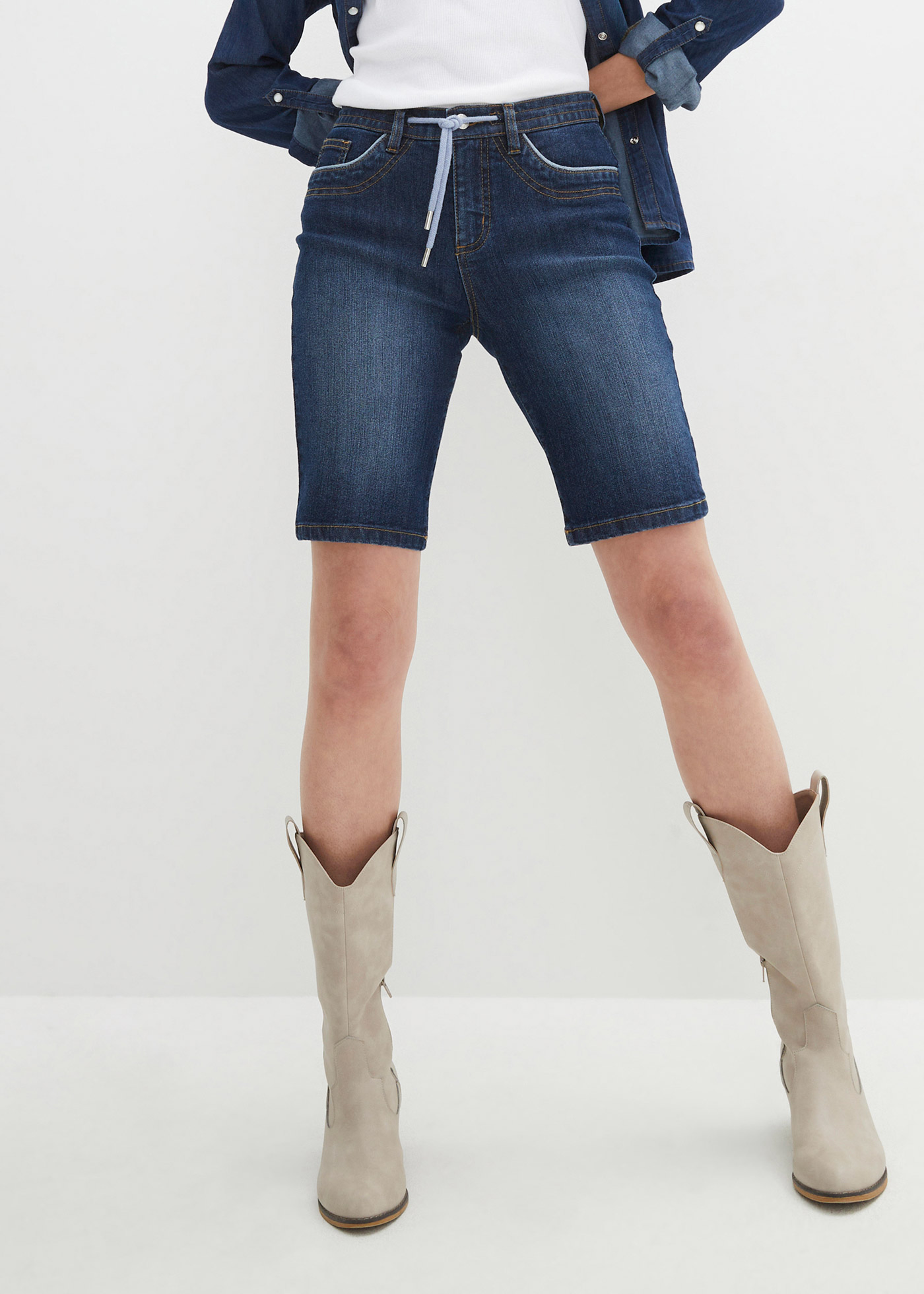 Bermudy dżinsowe Slim Fit mid waist