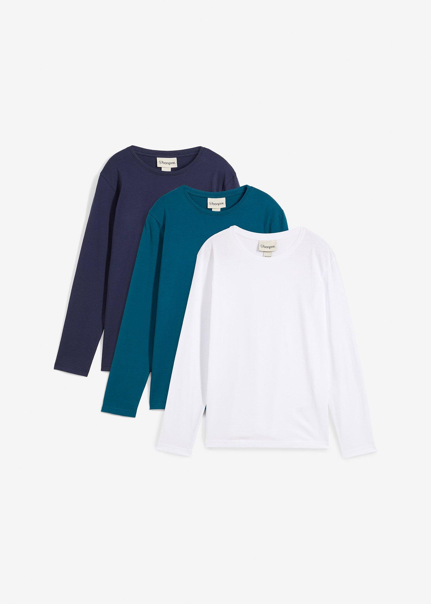 Bluzka z długim rękawem z bawełną organiczną (3 szt.)
