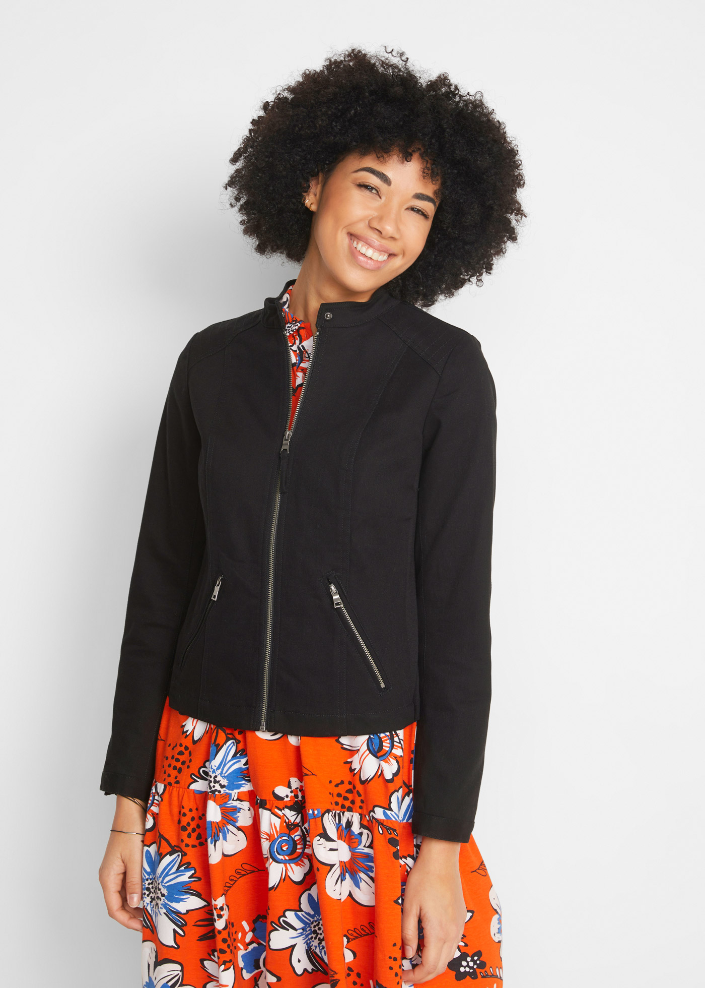 Kurtka z twillu z bawełny, z elastycznymi wstawkami po bokach