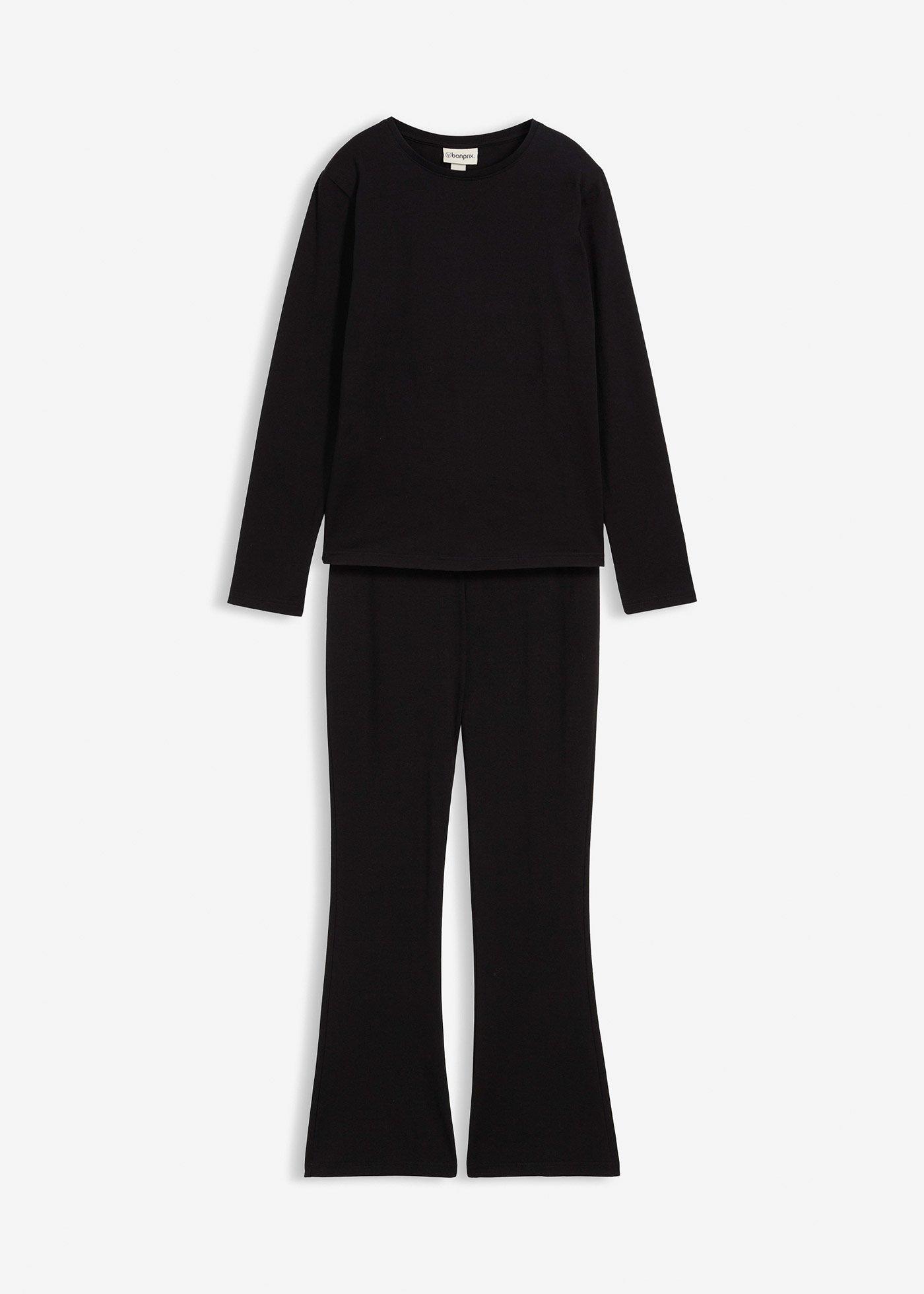 Bluzka z długim rękawem i spodnie z dżerseju (komplet 2-cz.)