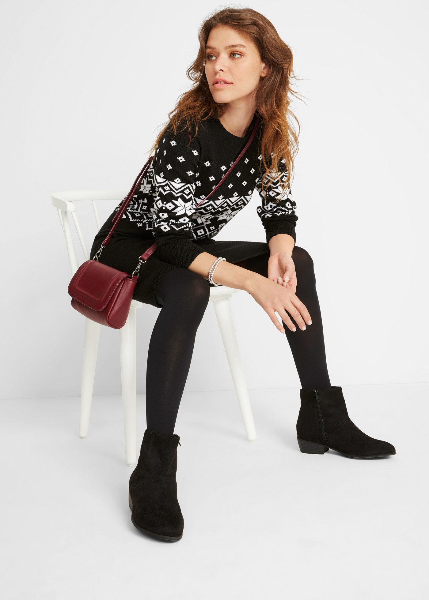 Sukienka dzianinowa w norweski wzór