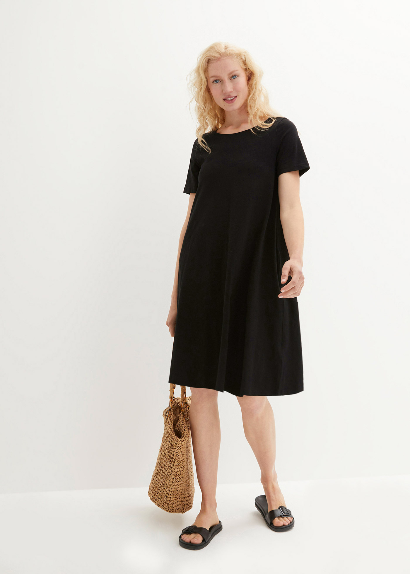 Sukienka shirtowa z przędzy mieszankowej, z kieszeniami, w dł. do kolan