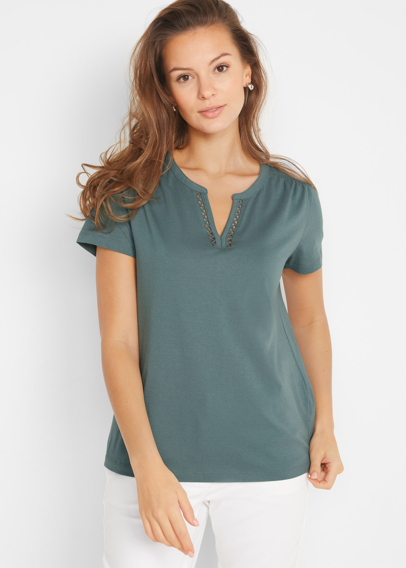 T-shirt z dekoracyjnym dekoltem